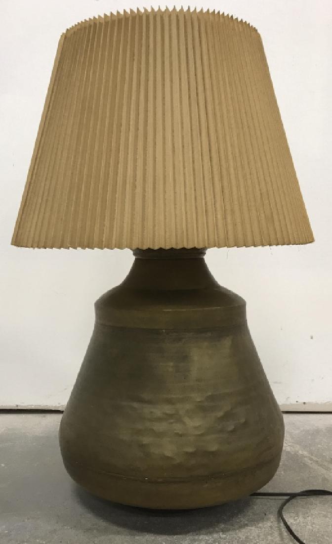Large Brass Tone Metal Drum Table Accent Lamp (1 of 13)