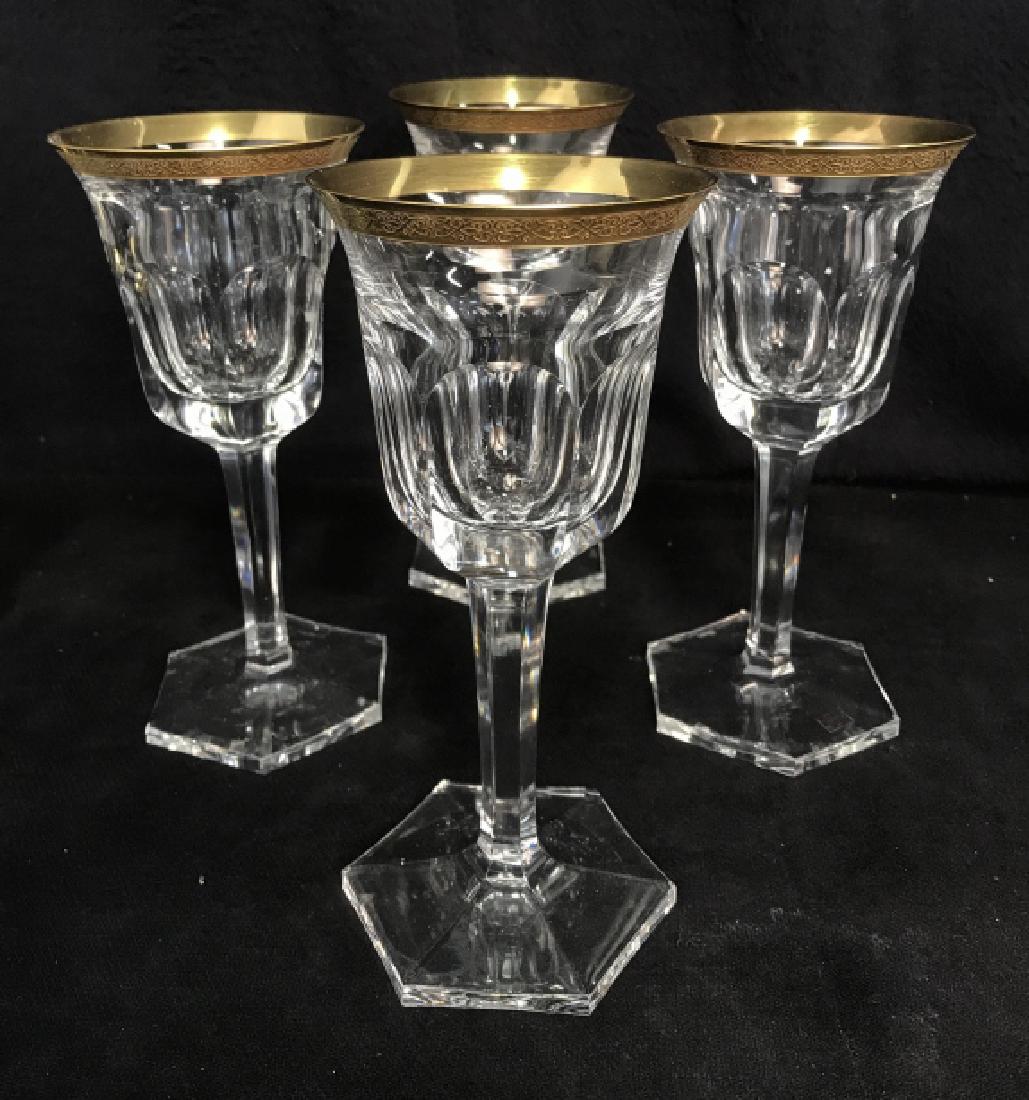 Lot 6 Moser Heavy Cut Crystal Stemware W Gold Rim
