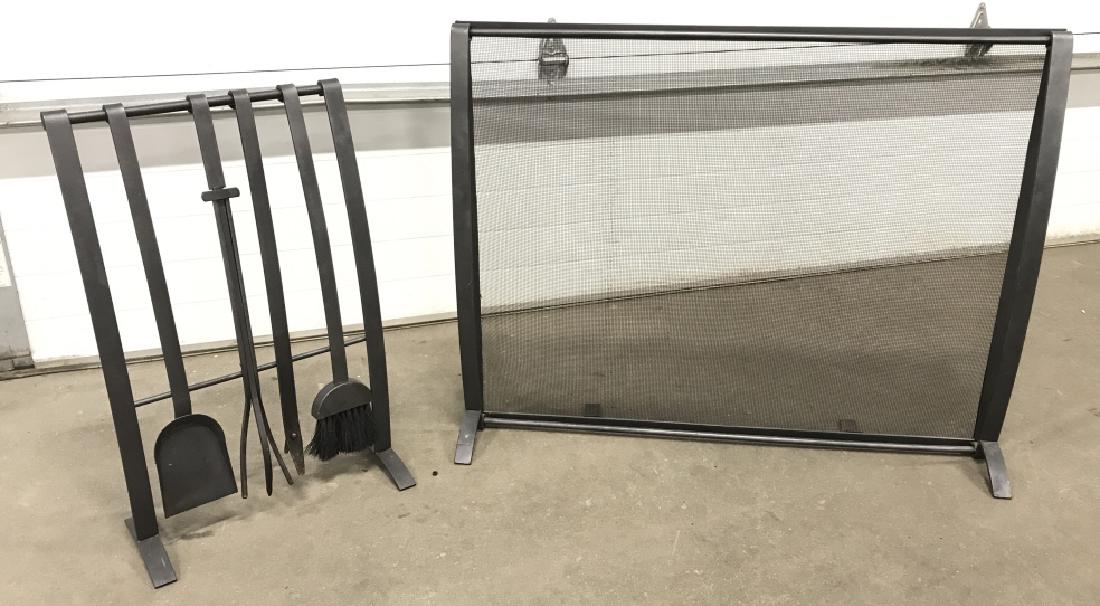 Set 6 Metal Fireplace Screen And Tools (1 of 10)