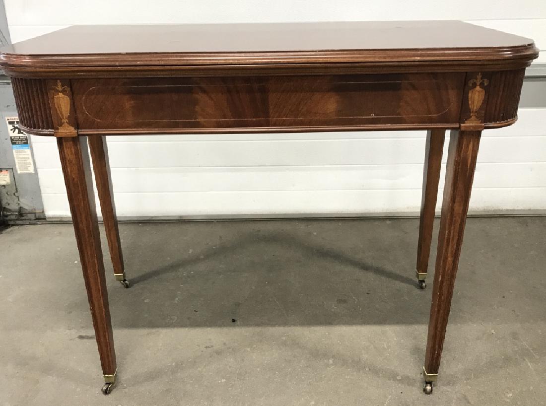Sheraton Style Inlaid Mahogany Toned Card Table (1 of 12)