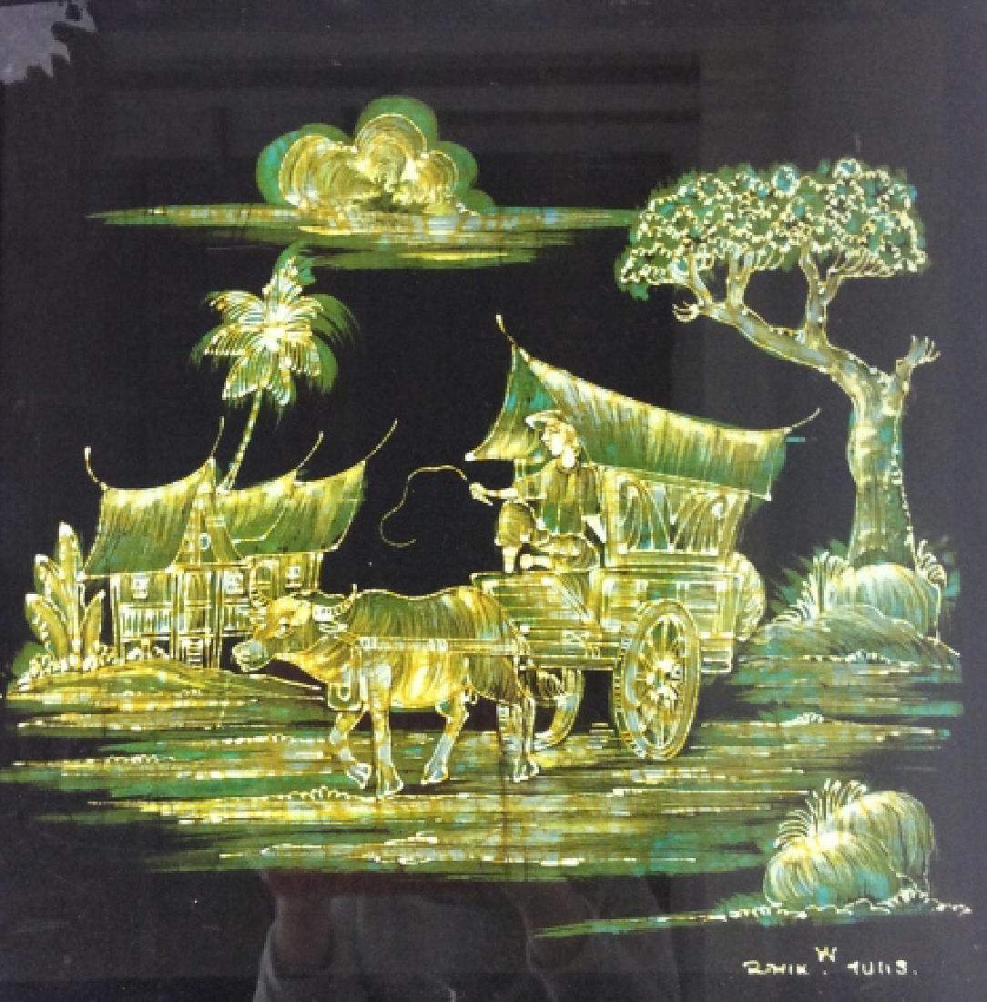 Signed & Framed Textile Artwork Of Farmer (1 of 12)