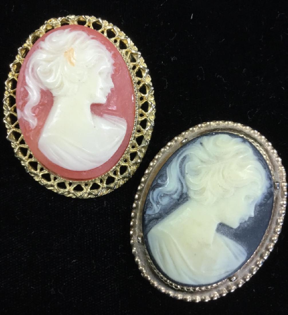 Pair Cameo Brooch Pins (1 of 6)