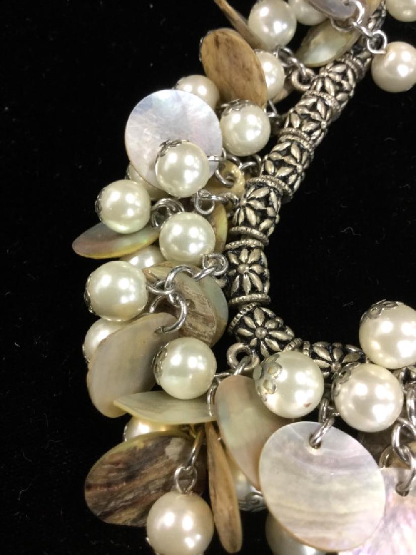 Womens Cluster Faux Pearl W Shell Beaded Necklace (1 of 7)