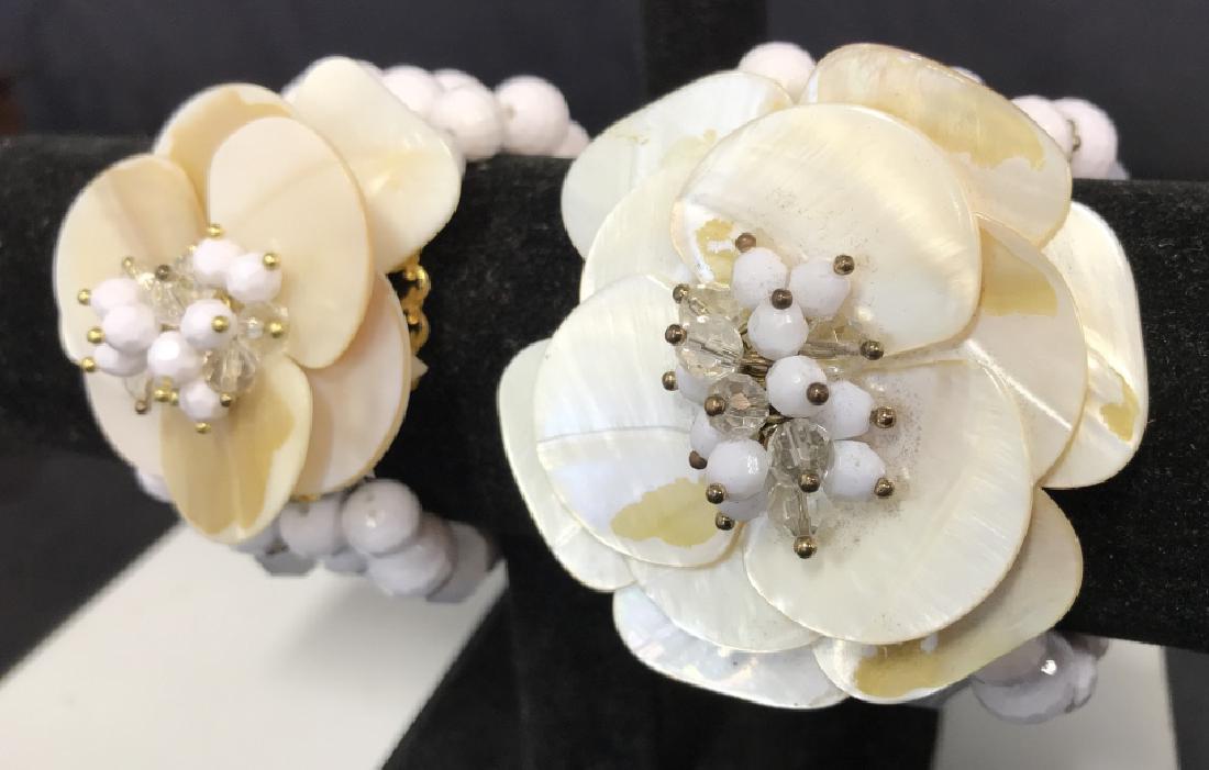 Pair Faux Chanel ladies Beaded flower bracelets (1 of 10)