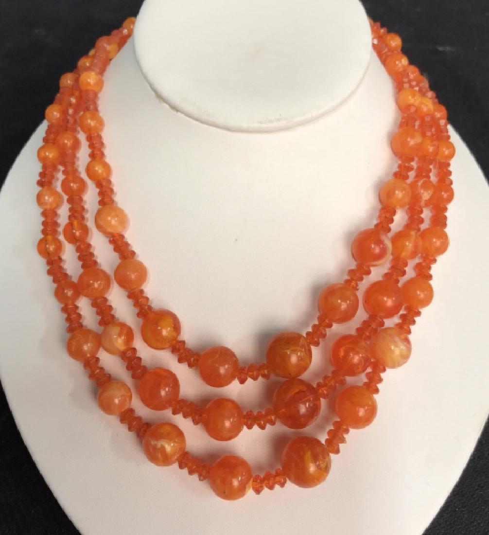 Faux Amber Three strand Necklace (1 of 12)