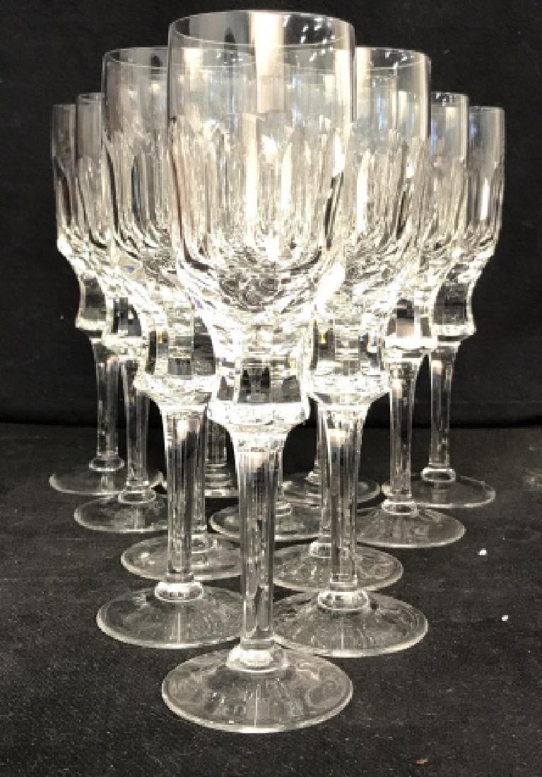 Set of 12 Crystal Glass Champagne Glasses: Set of 12 Crystal Glass Champagne Glasses, 8 3/4 high, 21/2 in diameter, good condition, not marked, Crystal Bar Ware. Crystal Wine Glasses, Crystal Tableware, 5