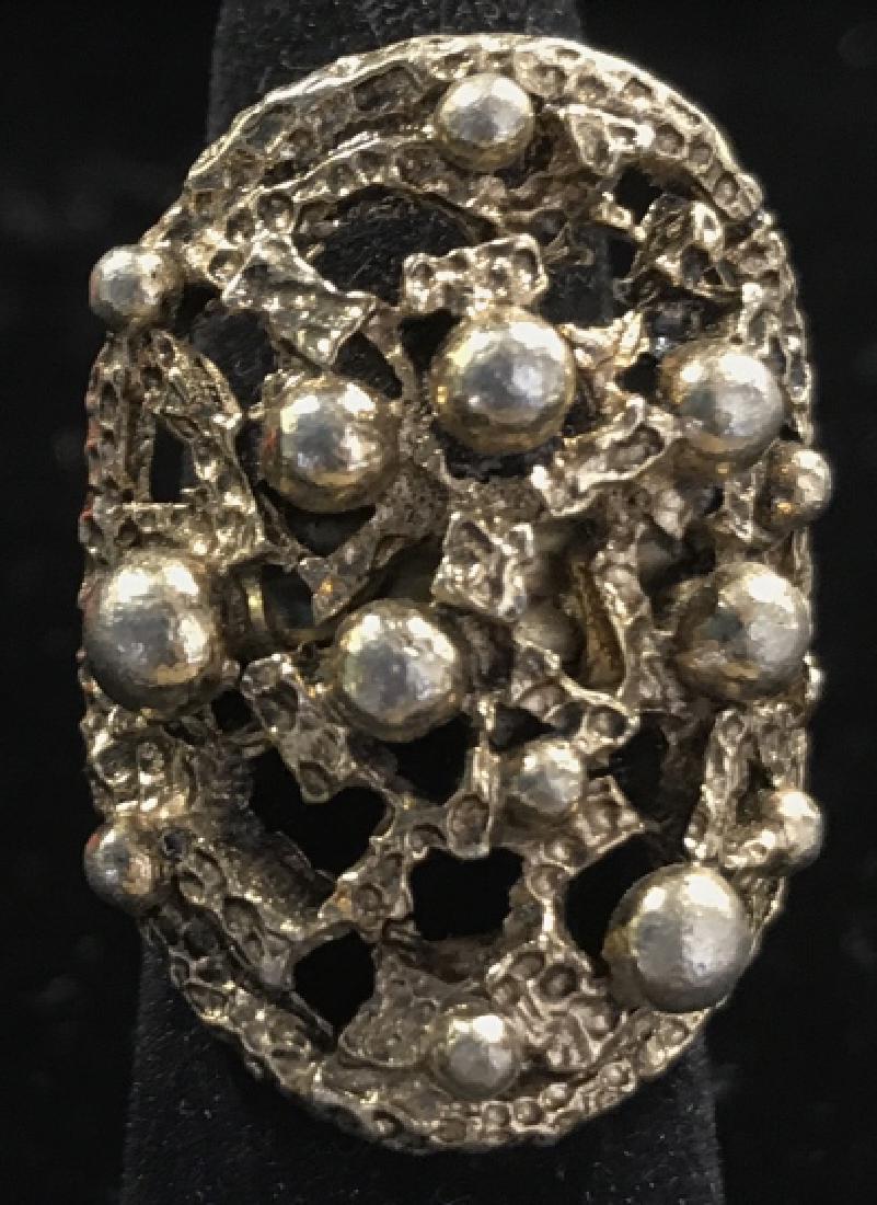 Brass Toned Brutalist Ring, Adjustable. (1 of 6)