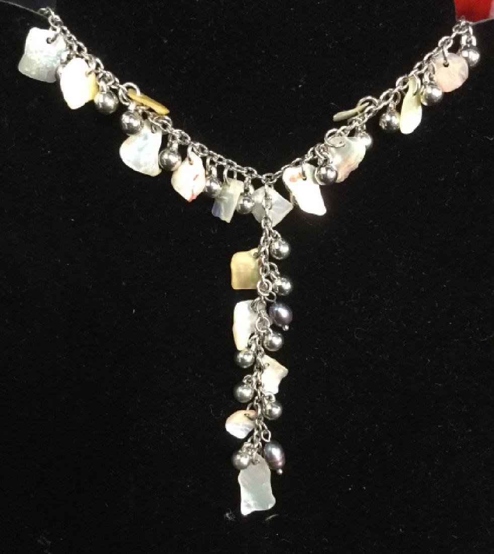 Silver Tone Bead & Shell Y-Necklace (1 of 16)