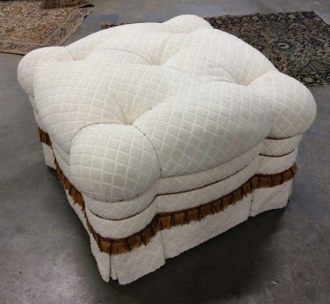 Large Tufted Upholstered Cushioned Ottoman (1 of 12)