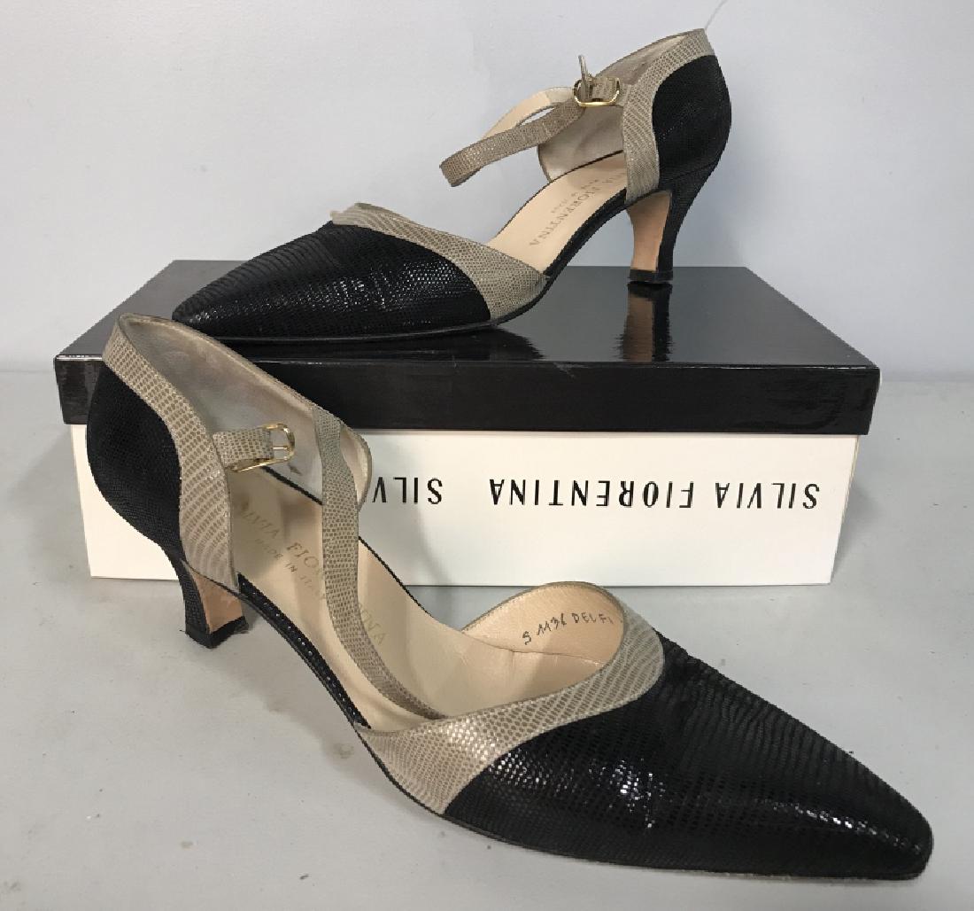 SILVIA FLORENTINA Women’s Heels Size 7 1/2: Shoes & box reads SILVIA FLORENTINA MADE IN ITALY SIZE 7 1/2. Comes in original box. Womens fashion shoe, designer fashion, Heel is 2 inches tall. Contains tones of black and beige. 6