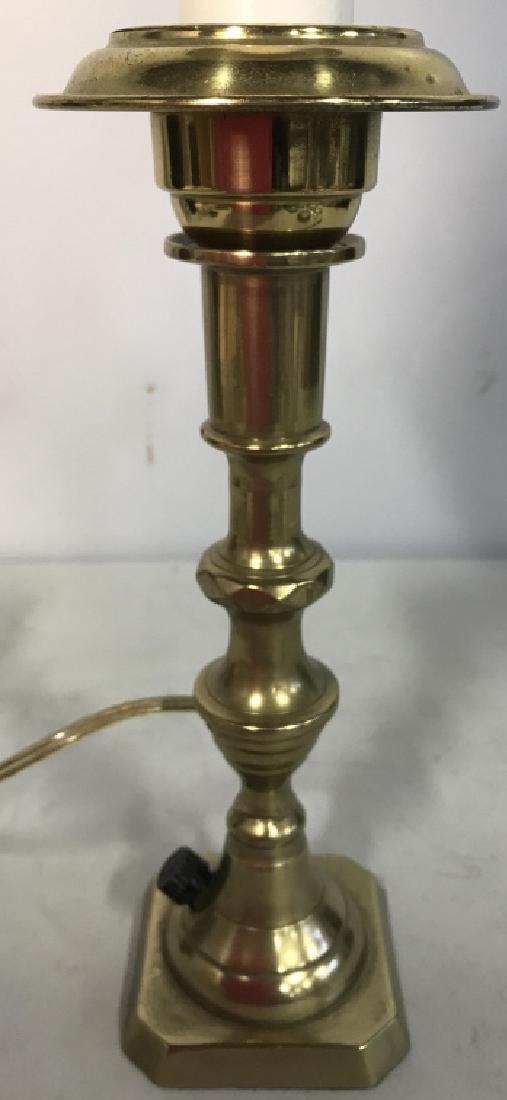 Gold Toned Poss Brass Candlestick Lamp W Shade (1 of 5)