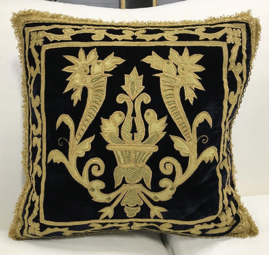 Luxury Navy And Mustard Toned Throw Pillow (1 of 5)