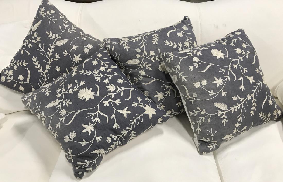 Set 4 Smoke Blue And White Chain Stitched Pillows (1 of 6)
