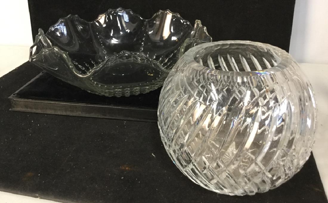 Vintage Glass Fruit Bowl With Cut Glass vase: Vintage Glass Fruit Bowl With a Cut Vase, Largest Measures, 4 in x 11 in diameter, good condition, Decorative Tableware, Decorative Glassware, Glass Decorations, Decorative Kitchenware, 5