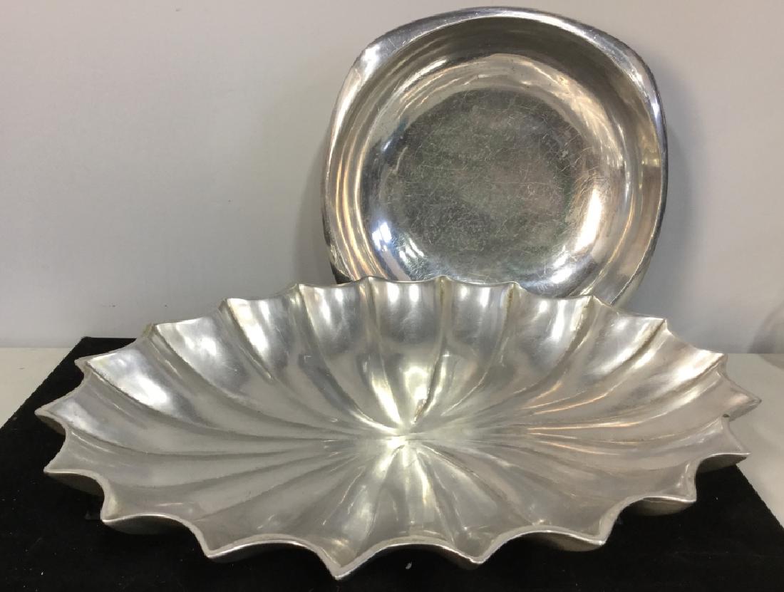 Two Large Silver Toned Serving Plates (1 of 9)