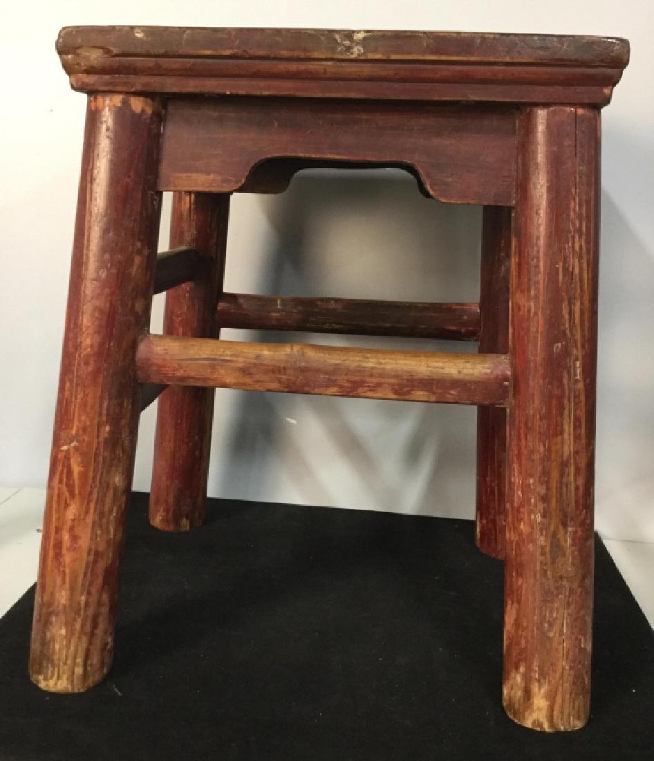 Vintage Asian Painted Red Stool (1 of 14)
