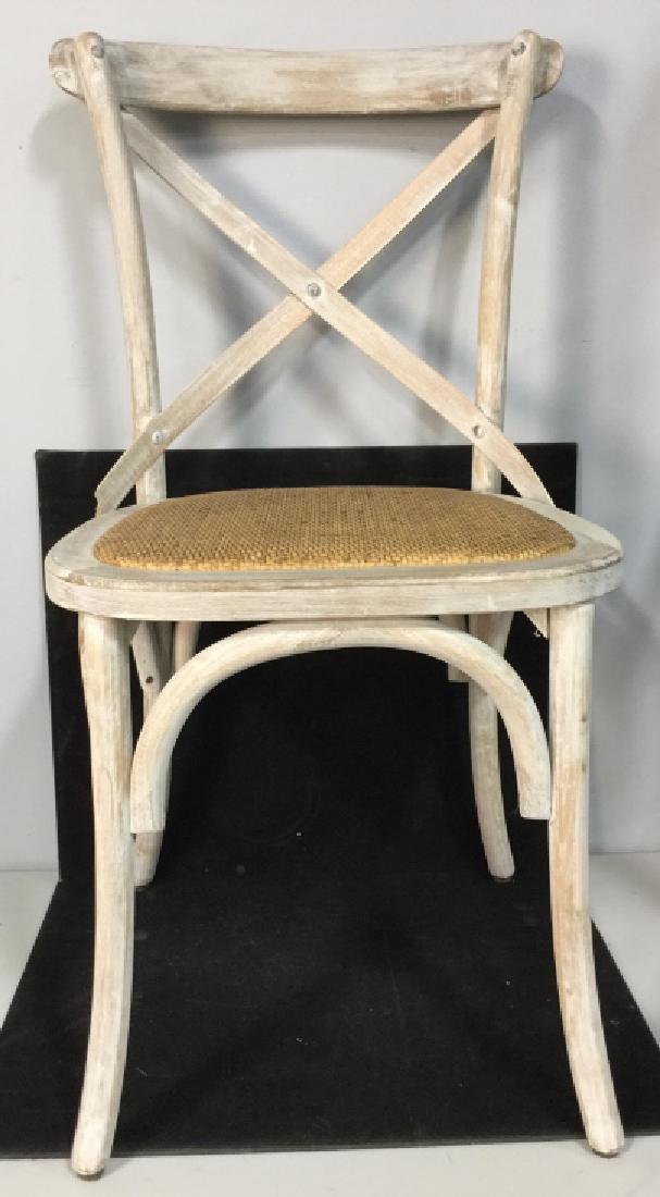Faux Caned Bentwood White Side Chair: Faux Caned Bentwood White Side Chair, 16 in x 36 in to top of back, 18 in to the seat, one splintered area as photographed, good condition, of contemporary manufacture, Decorative Furniture, Bentwood