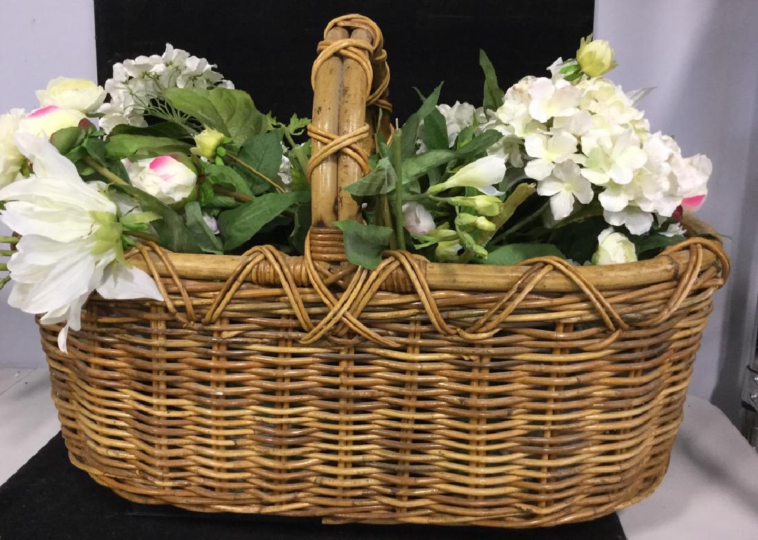 Vintage Wicker Basket with Faux Flowers (1 of 9)