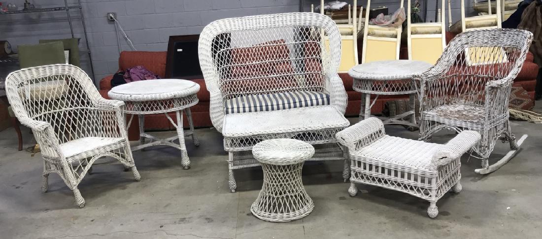 Lot 8 White Toned Outdoor Wicker Furniture (1 of 8)