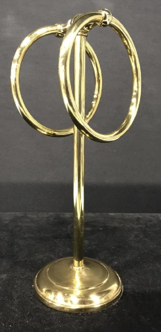 Brass Tone Double Towel Ring Stand (1 of 8)