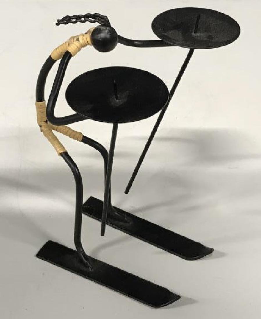 Skiing Stick Figure Double Candle Holder Stand (1 of 10)