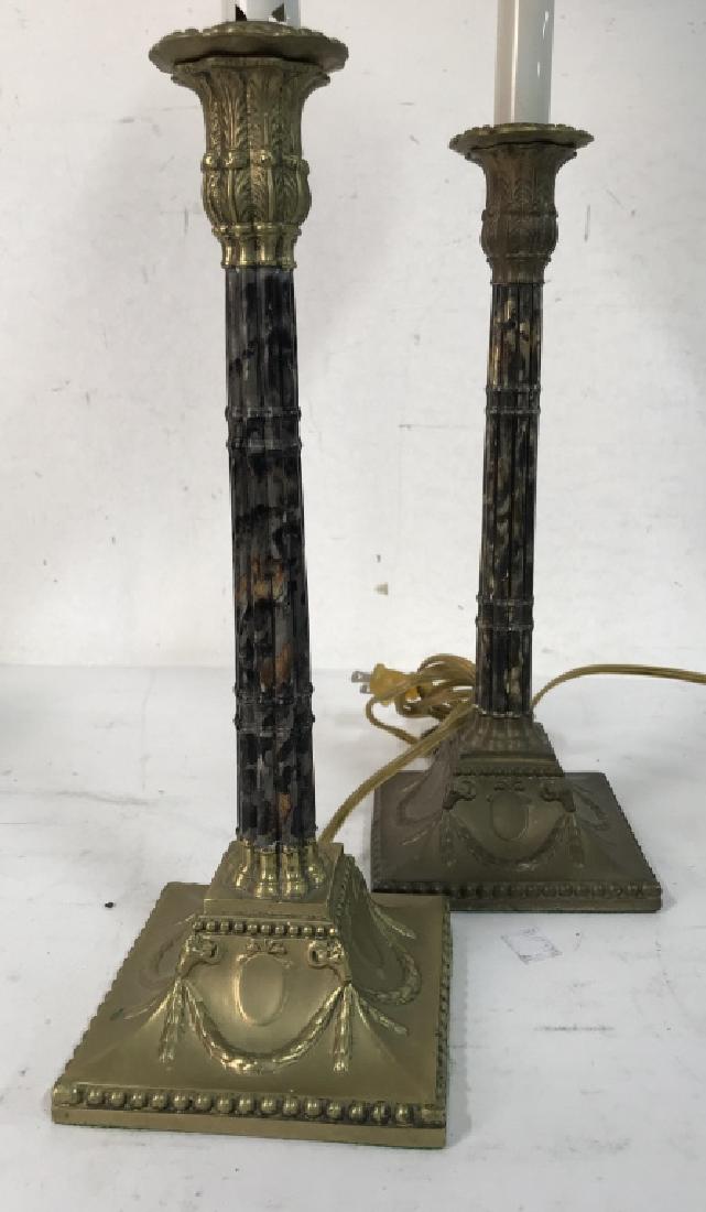 Pair Metal Painted Candlestick lamps (1 of 9)