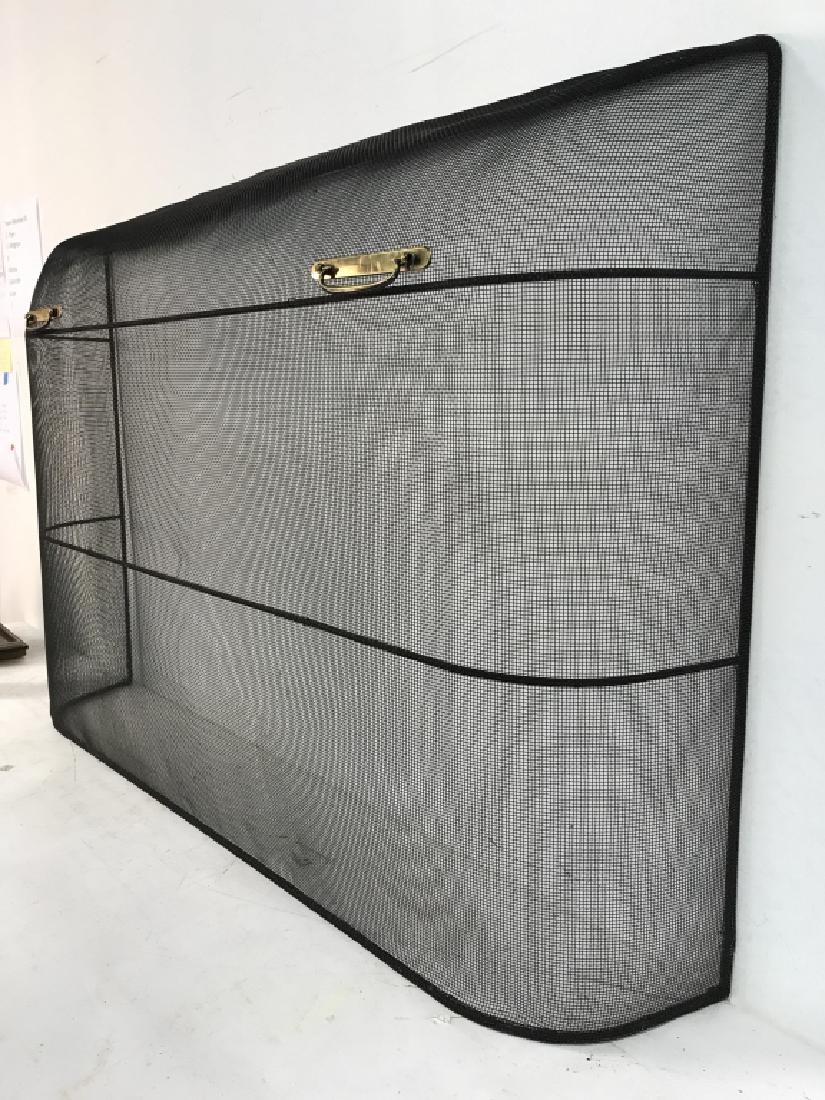 Black Toned Metal Fireplace Screen W Brass Handles (1 of 5)