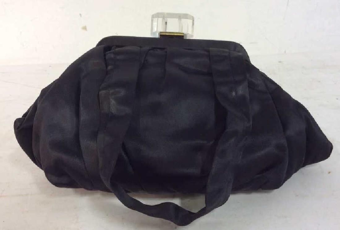 Vintage Black Satin  Purse W Lucite Clasp (1 of 10)