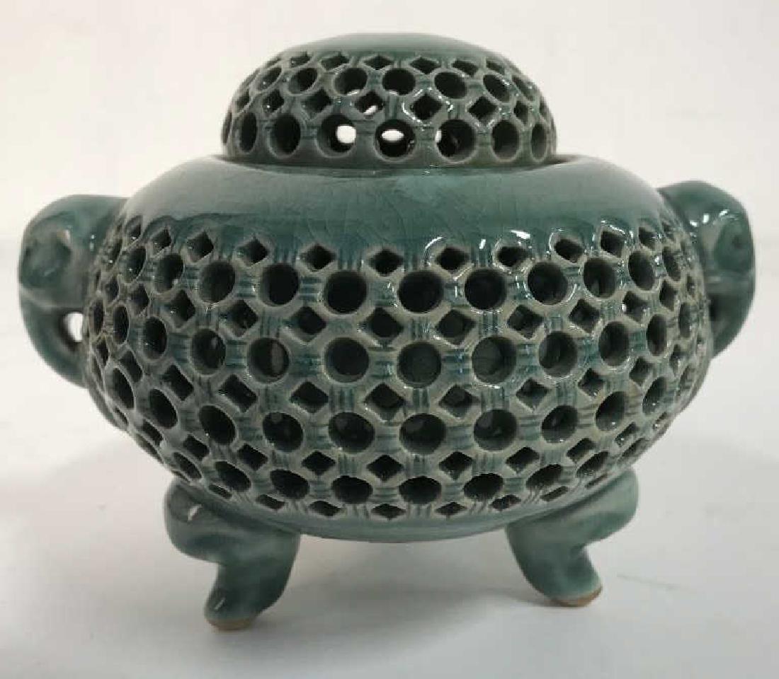 Asian Porcelain Celadon Censer, Signed (1 of 12)