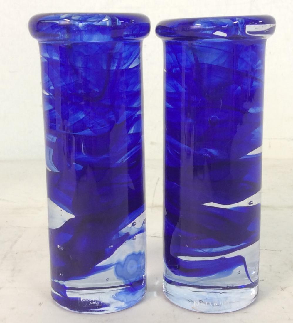 KOSTA BODA Pair Of Blue Swirl Glass Candle Holders (1 of 12)
