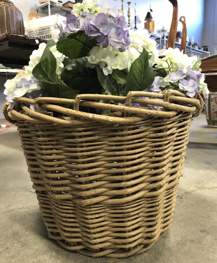 Large Woven Wooden Basket W Faux Hydrangeas (1 of 4)