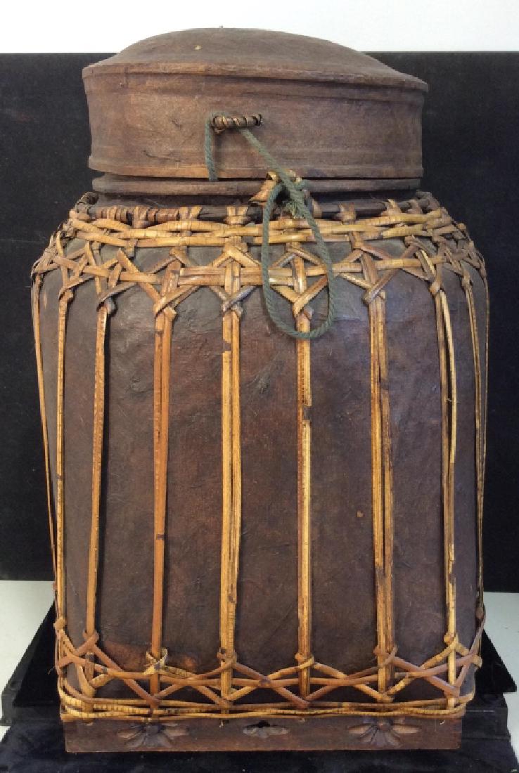 Vintage Asian bamboo covered basket (1 of 10)