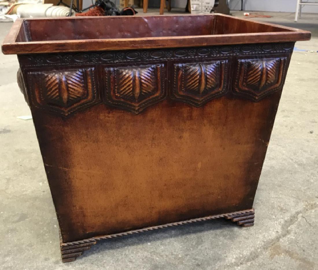 Painted Repousse Metal Waste Basket (1 of 6)