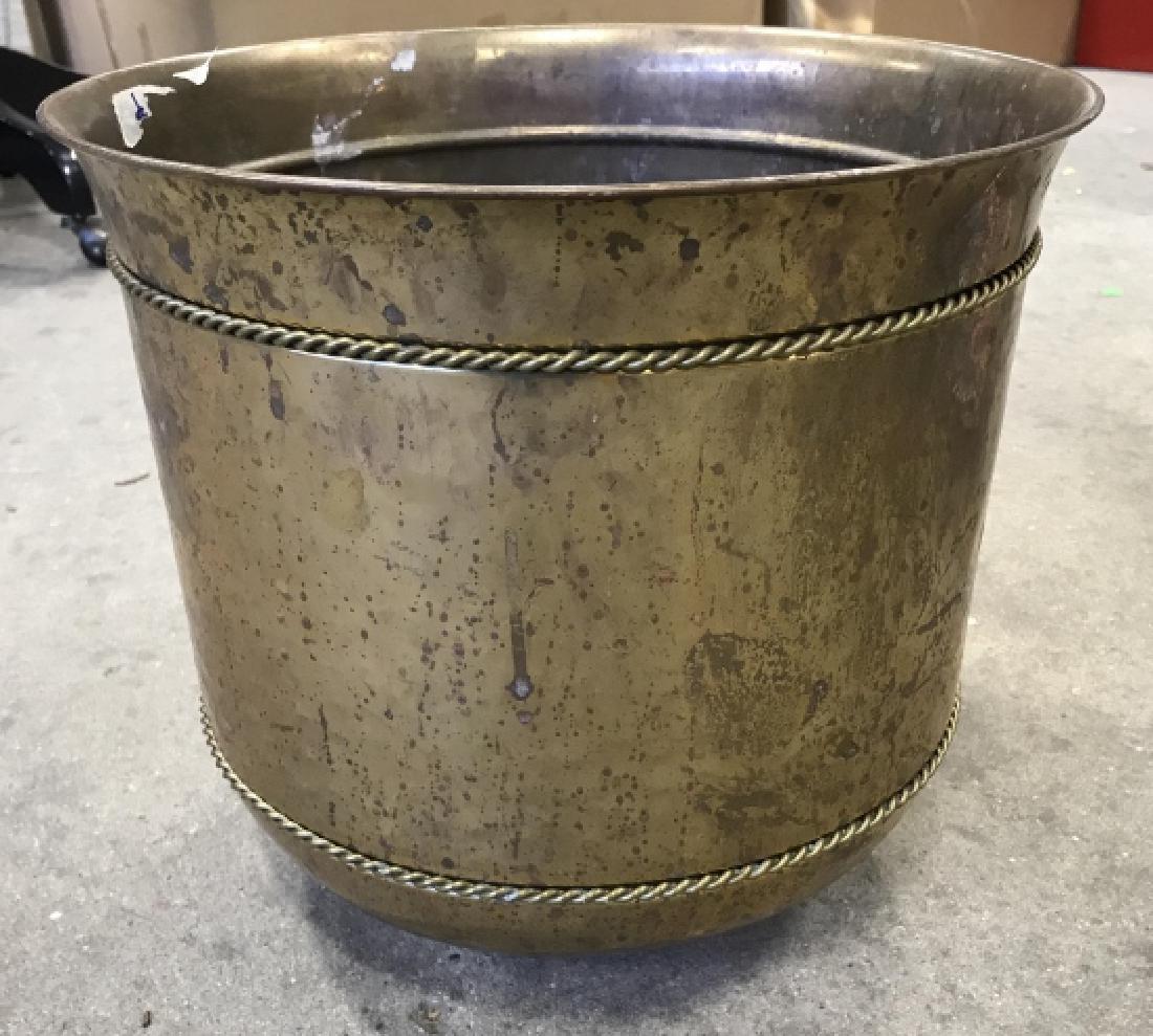 Brass Toned Metal Planter Pot W Rope Twist Design (1 of 5)