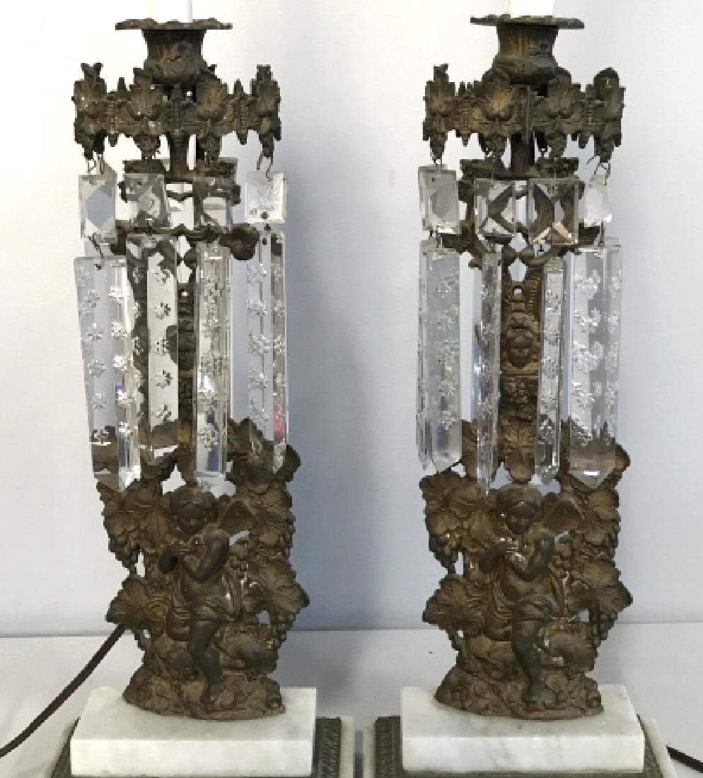 Pair of Cherub Metal/ Glass/Marble Table Lamps (1 of 18)