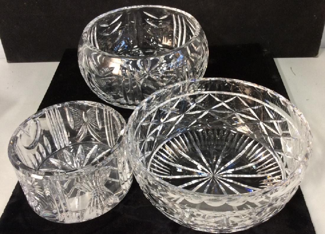 Group Lot of Waterford Crystal,: Group Lot of Waterford Crystal including 2 8 in salad bowls, 1 bottle coaster, all in original boxes, largest measures 8 in diameter x 4 in high, Never used condition, Crystal Tableware, Waterford Cry