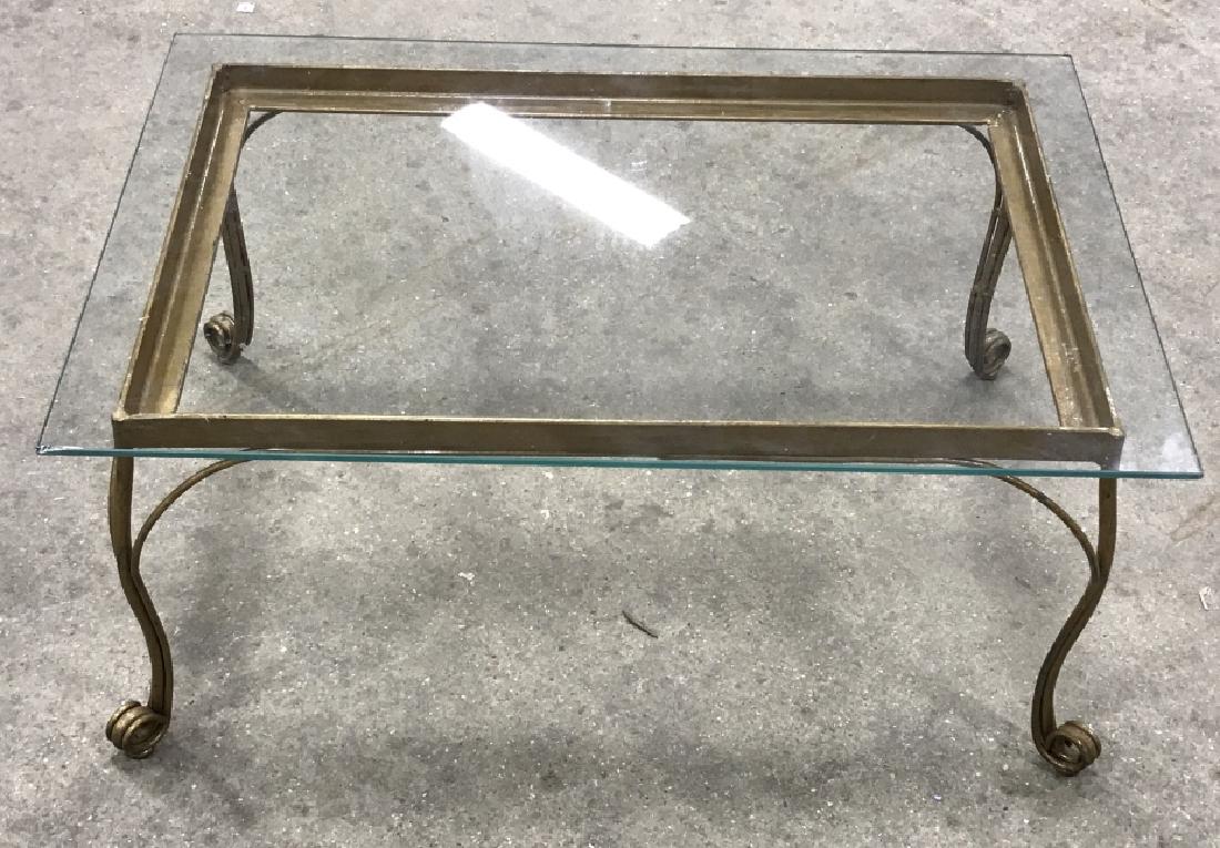 Small Glass Top Coffee Table W Metal Frame (1 of 10)