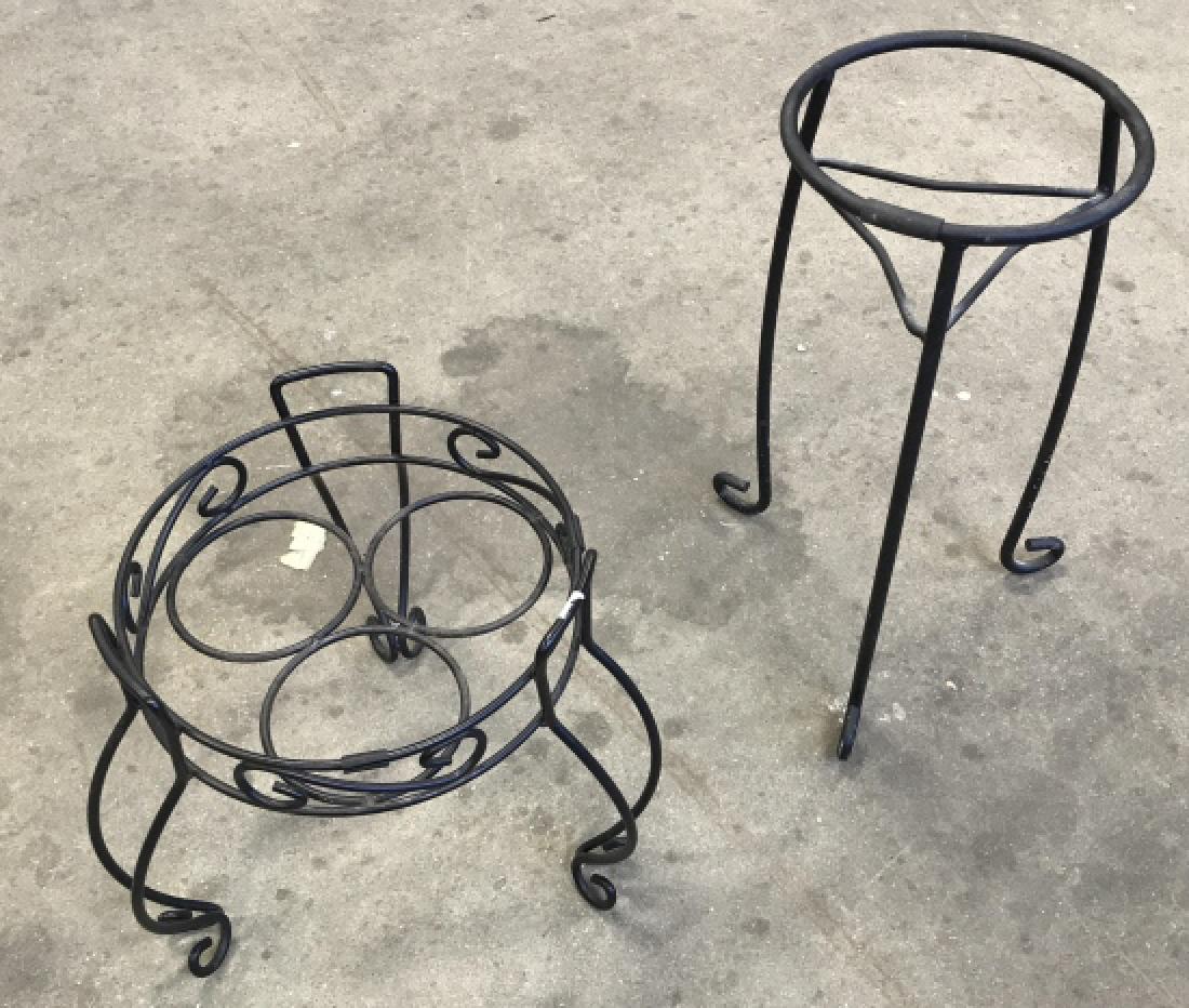 Lot 2 Hand Formed Black Toned Metal Plant Stands (1 of 5)