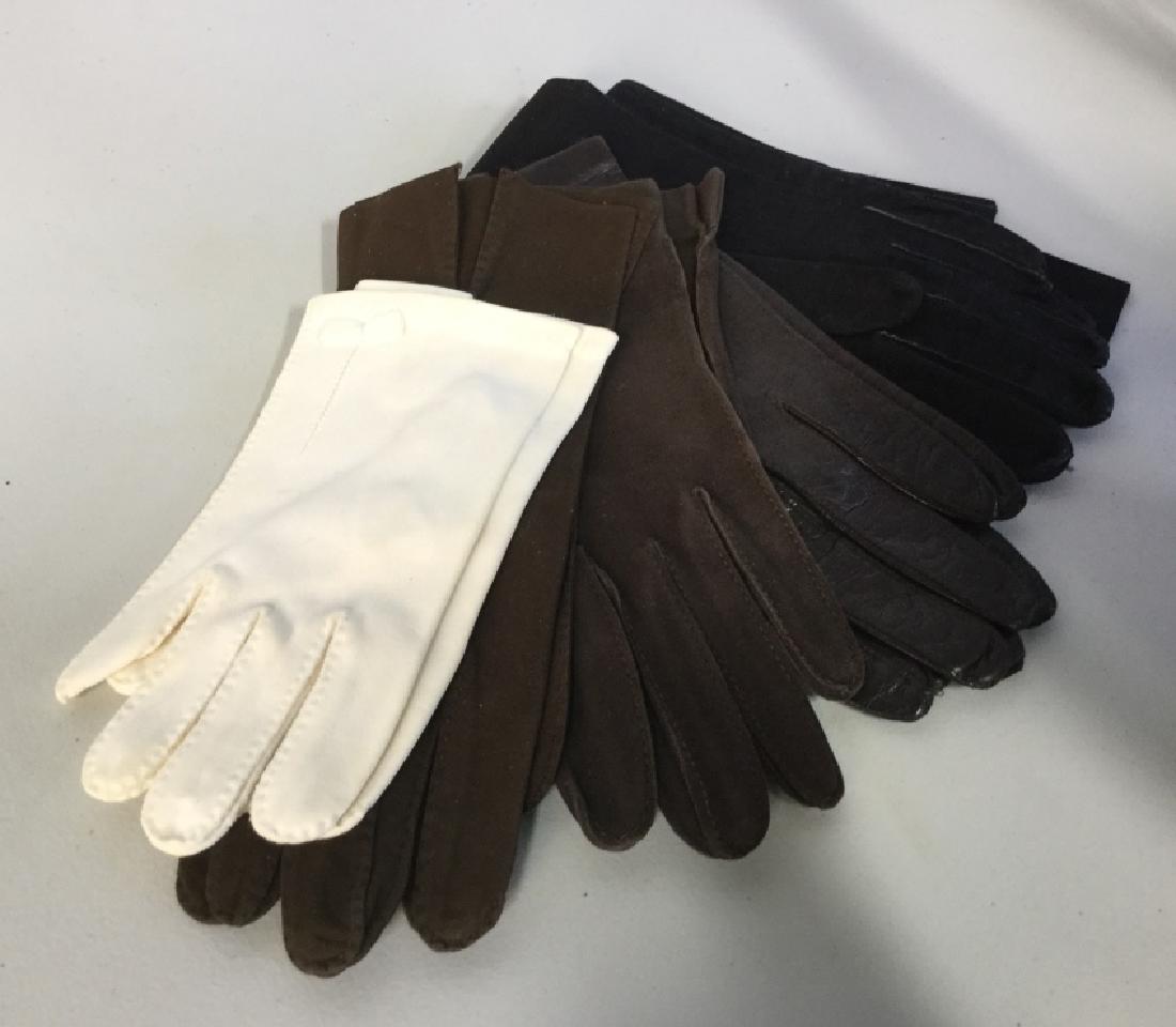 Group Lot of Ladies Leather Gloves: Group Lot of Ladies Leather Gloves, 6 pairs in all, size 6 as marked inside several pair, one white Clothe child’s pair, Ladies Accesories, Ladies Leather Accessories, Vintage Ladies Leather Gloves,
