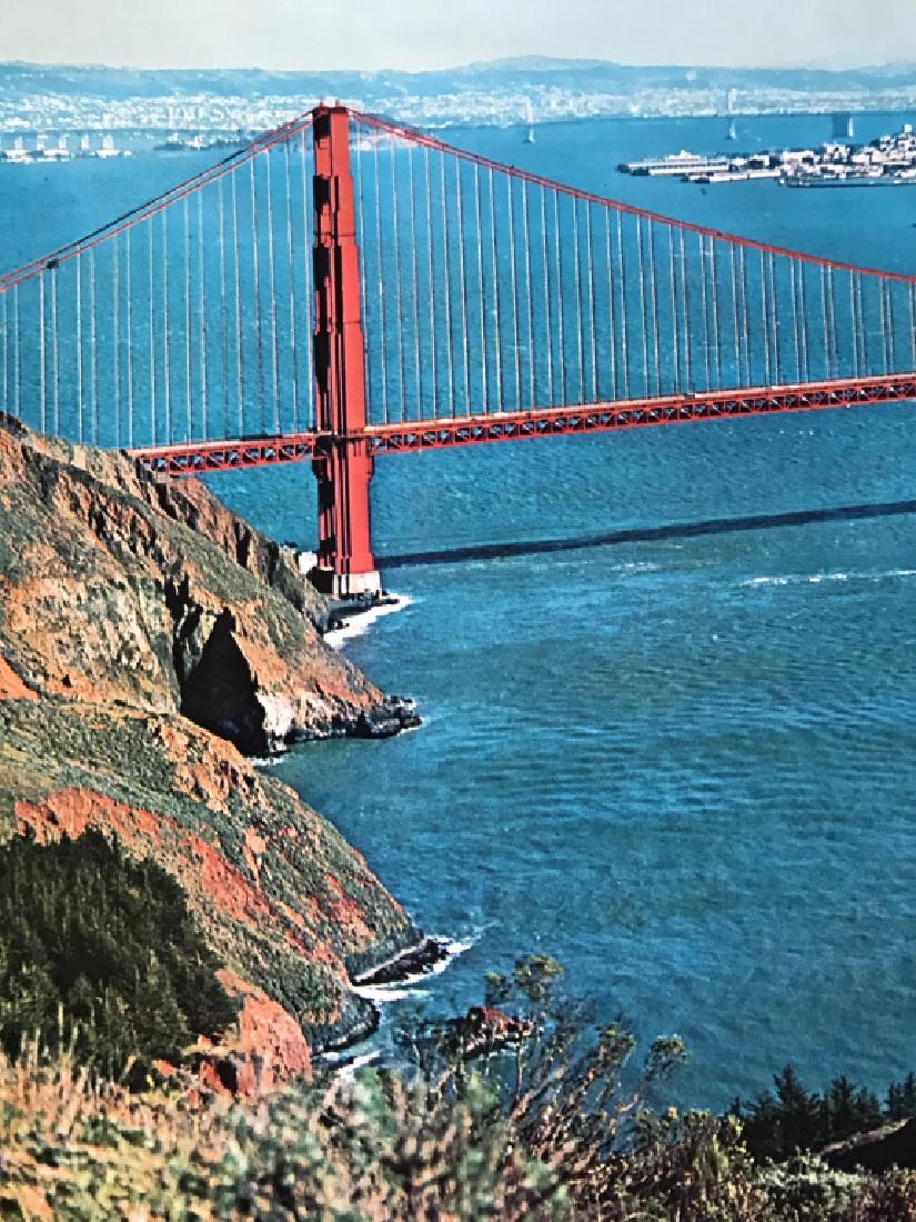 Vintage San Francisco Travel Advertisement Poster: Vintage San Francisco Travel Advertisement Poster Depicting The Golden Gate Bridge. Collectible Posters, Golden Gate Bridge Collectibles, Vintage Travel Posters. Measures approx 37.5 inches tall x 25.