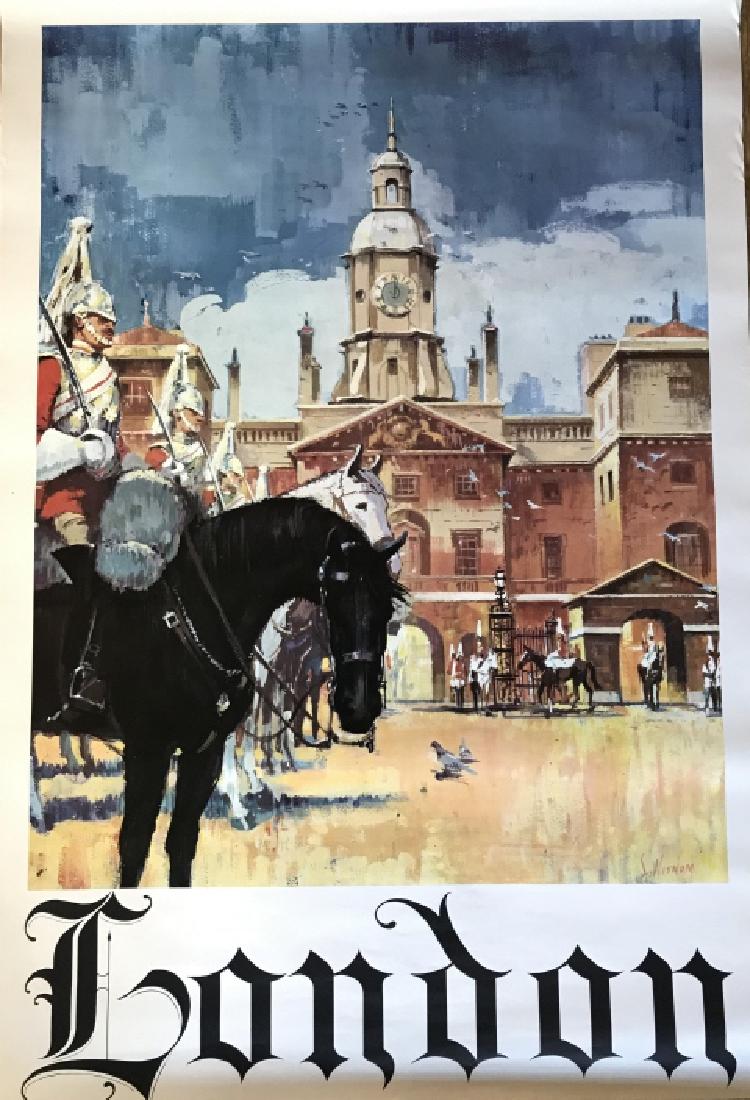 Vintage London Travel Advertisement Poster: Vintage London Travel Advertisement Poster, Signed S Wisnom in Print, vintage Collectible Posters, London Poster, Travel Advertisement Posters. Measures approx 37.5 inches tall x 25.5 inches wide, cre