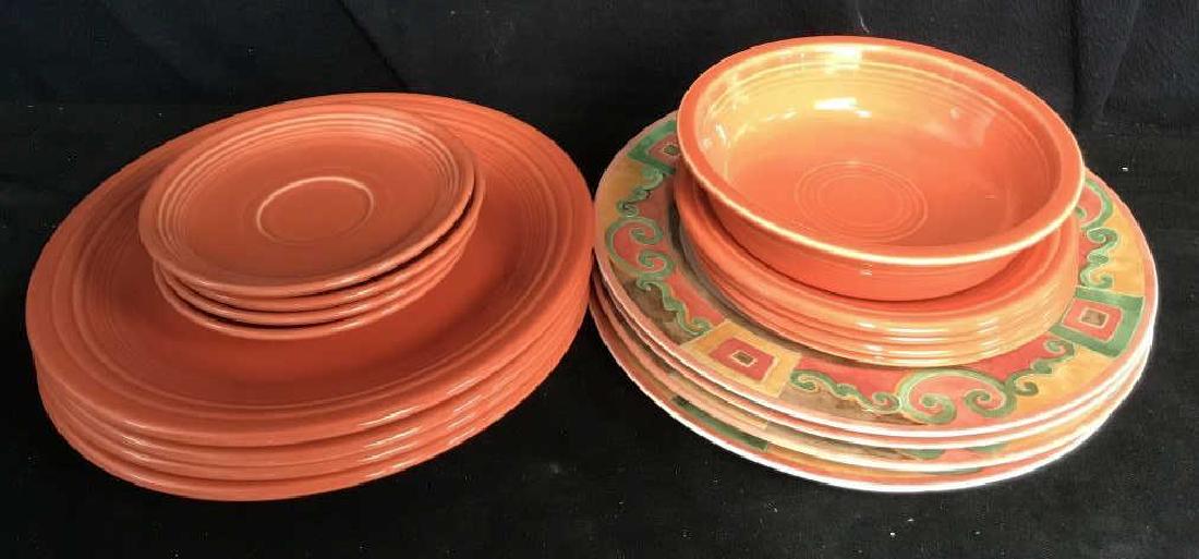 Partial Set Orange Ceramic Place Settings (1 of 7)