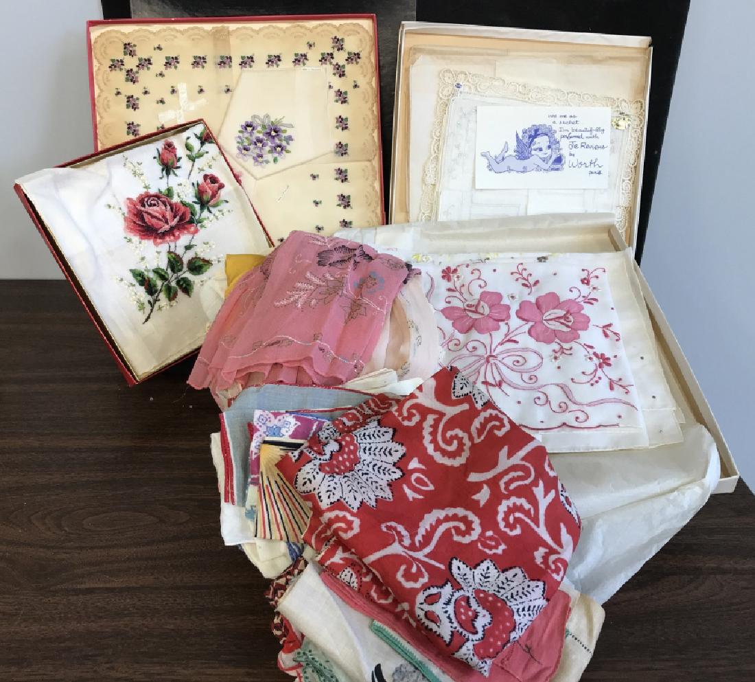 Group Lot of Vintage Handkerchiefs and Scarves (1 of 8)