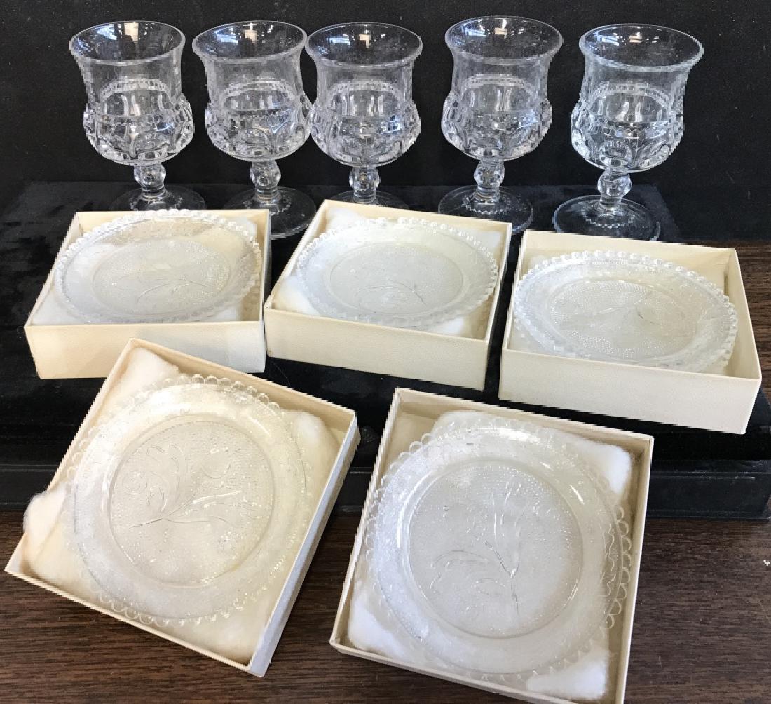 Vintage pressed Glass trinkets plates and sherry, (1 of 7)