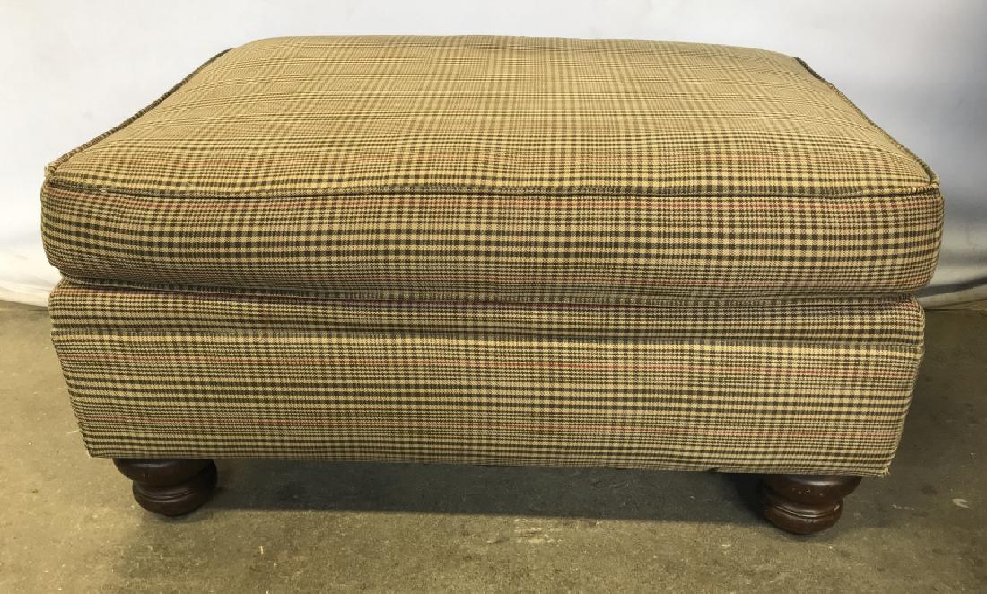 Ottoman In Plaid Upholstery And Turned Ball Feet (1 of 7)