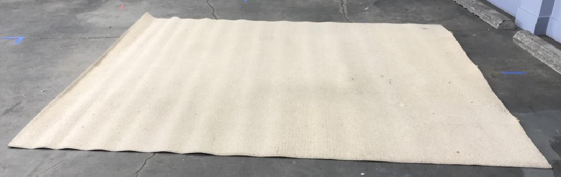 Light Beige Toned Wool Rug: Light Beige Toned Wool Rug. Measures approx 153 inches long 120 inches wide. Home furnishings, home accessory, area rug, carpet. Contains some furniture marks & minor burn marks. 6