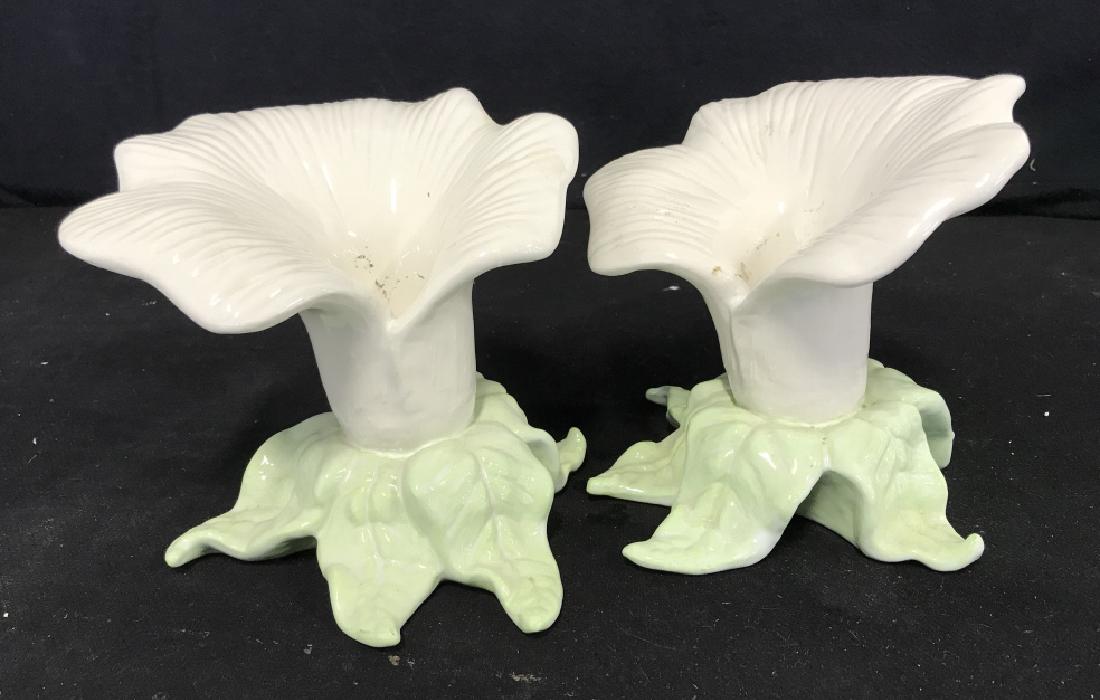 Pair of Ceramic Lilly Candlesticks (1 of 8)