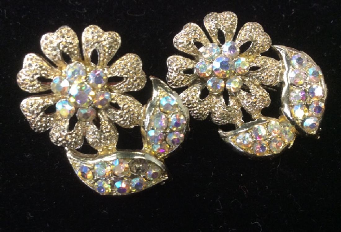 Pair of Rhinestone & Gold Tone Clip On Earrings (1 of 11)