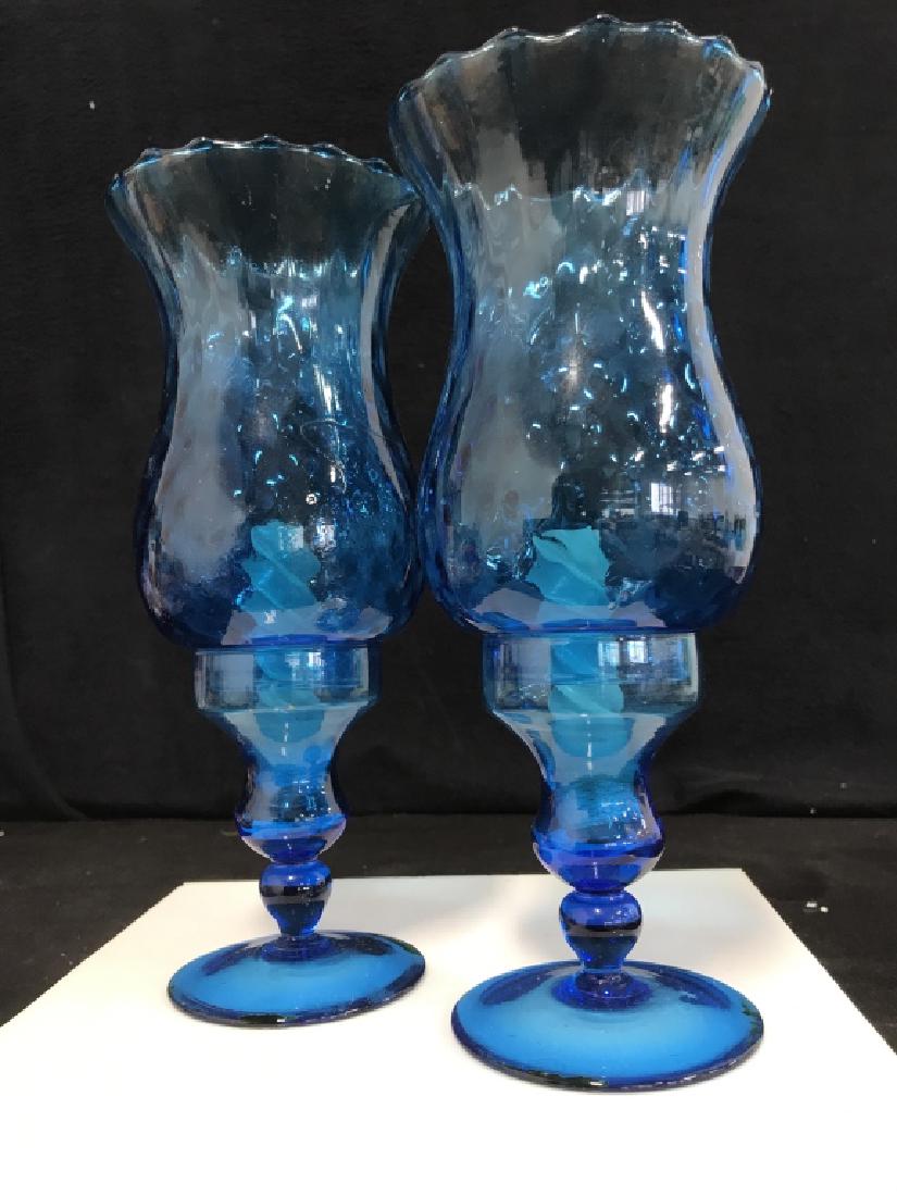 Pair of Blue Glass Candlesticks (1 of 12)
