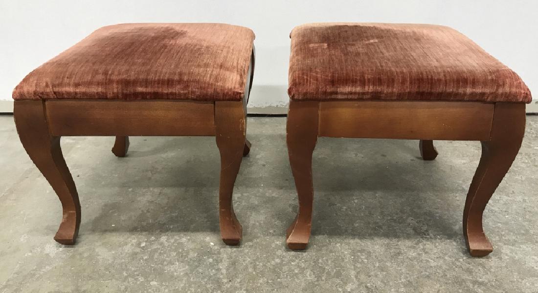 Pair of Velvet Covered Foot Stools (1 of 10)
